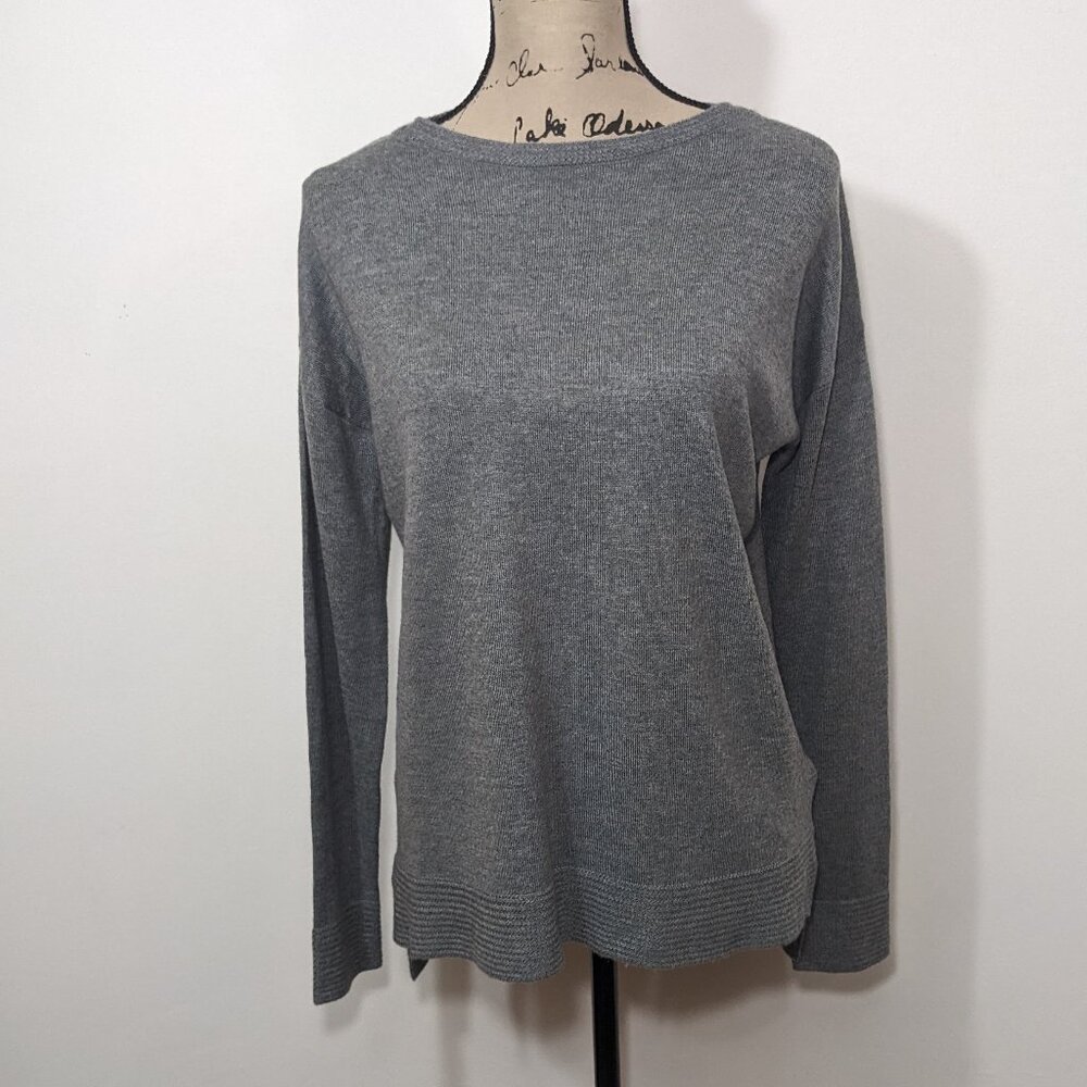 Rachel Zoe Sz Small Merino Wool Blend Sweater Gray Boatneck Tunic Lightweight